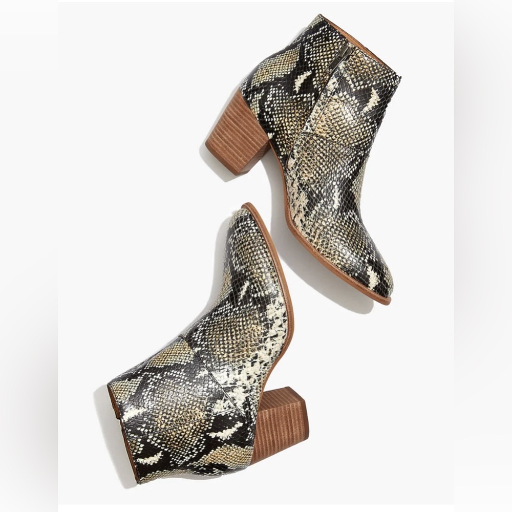 NWOT Madewell Rosie Ankle Boot - Snake Embossed Leather